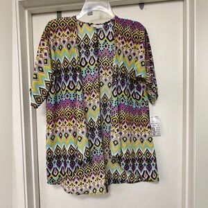 LuLaRoe Bianka patterned kimono / girls / size 3/XL purple/yellow